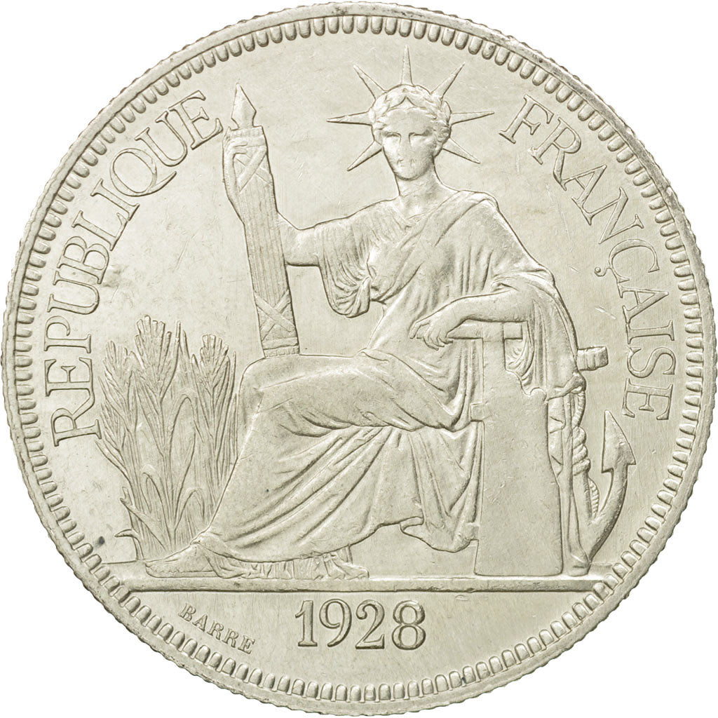Münze, FRENCH INDO-CHINA, Piastre, 1928, Paris, SS, Silber, KM:5a.1