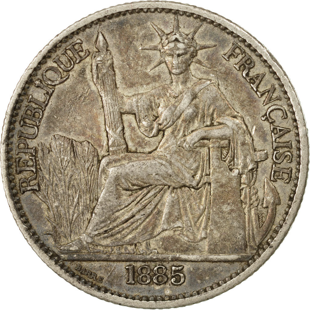 Coin, FRENCH INDO-CHINA, 50 Cents, 1885, Paris, EF(40-45), Silver, KM:4