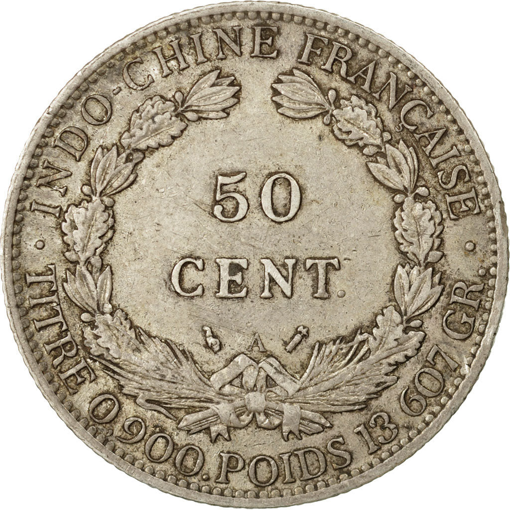 Coin, FRENCH INDO-CHINA, 50 Cents, 1885, Paris, EF(40-45), Silver, KM:4