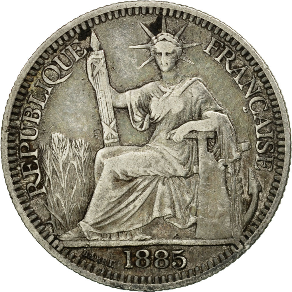 Moneta, INDOCINA FRANCESE, 10 Cents, 1885, Paris, BB, Argento, KM:2
