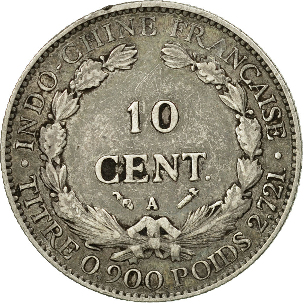 Moneta, INDOCINA FRANCESE, 10 Cents, 1885, Paris, BB, Argento, KM:2