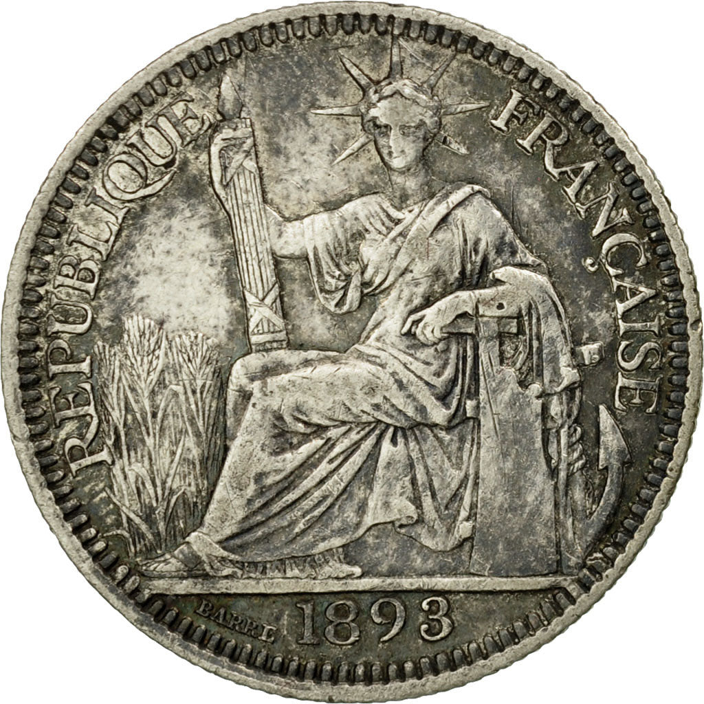 Coin, FRENCH INDO-CHINA, 10 Cents, 1893, Paris, EF(40-45), Silver, KM:2