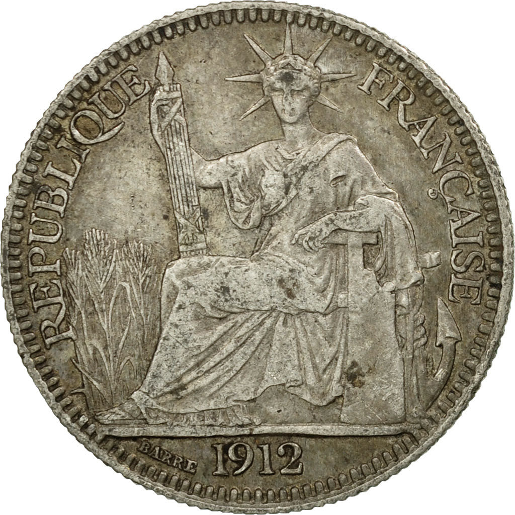 Coin, FRENCH INDO-CHINA, 10 Cents, 1912, Paris, EF(40-45), Silver, KM:9