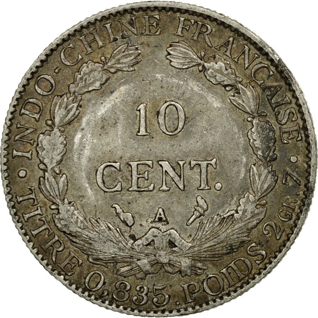 Coin, FRENCH INDO-CHINA, 10 Cents, 1912, Paris, EF(40-45), Silver, KM:9