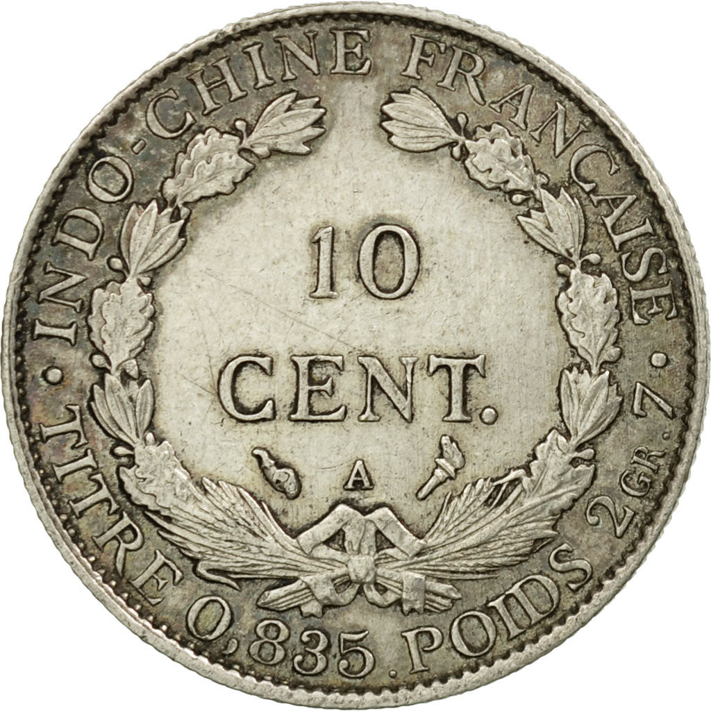 Coin, FRENCH INDO-CHINA, 10 Cents, 1914, Paris, AU(50-53), Silver, KM:9