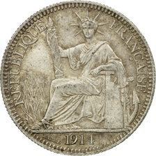 Coin, FRENCH INDO-CHINA, 10 Cents, 1914, Paris, AU(55-58), Silver, KM:9