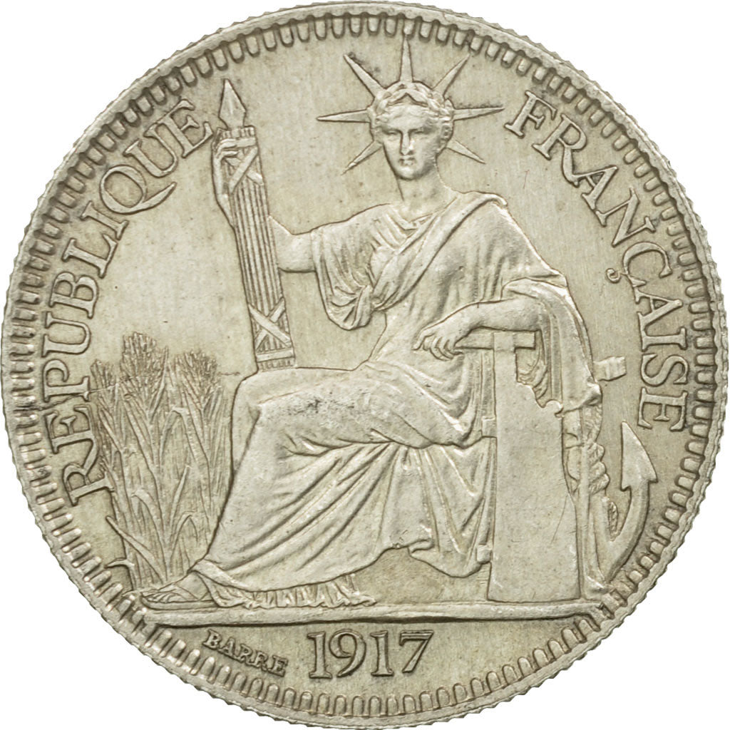 Coin, FRENCH INDO-CHINA, 10 Cents, 1917, Paris, AU(55-58), Silver, KM:9