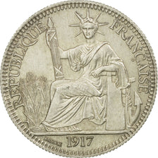 Coin, FRENCH INDO-CHINA, 10 Cents, 1917, Paris, AU(55-58), Silver, KM:9