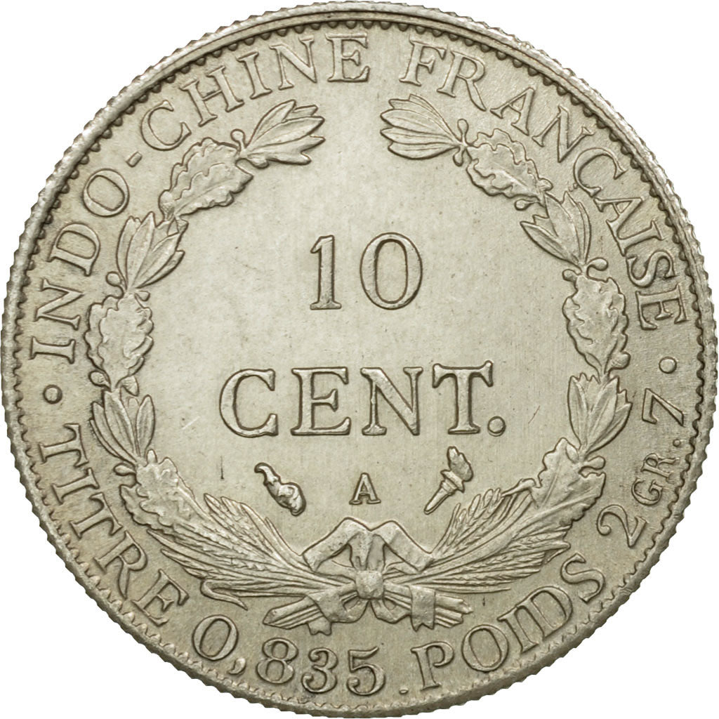 Coin, FRENCH INDO-CHINA, 10 Cents, 1917, Paris, AU(55-58), Silver, KM:9
