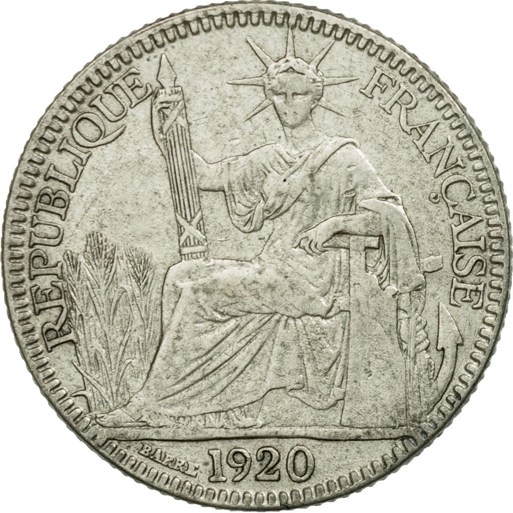 Coin, FRENCH INDO-CHINA, 10 Cents, 1920, San Francisco, EF(40-45), Silver