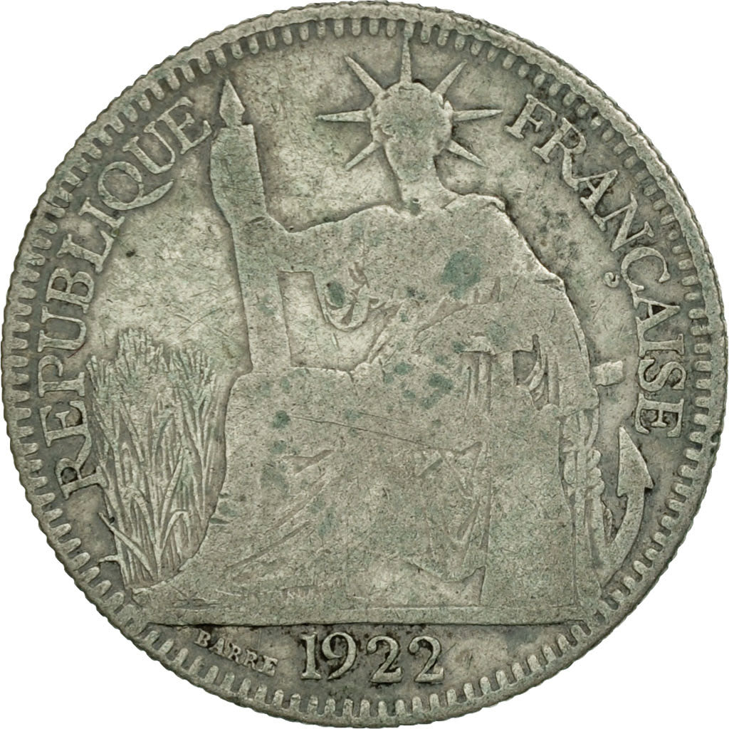 Munten, FRANS INDO-CHINA, 10 Cents, 1922, Paris, ZG+, Zilver, KM:16.1