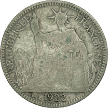 Munten, FRANS INDO-CHINA, 10 Cents, 1922, Paris, ZG+, Zilver, KM:16.1