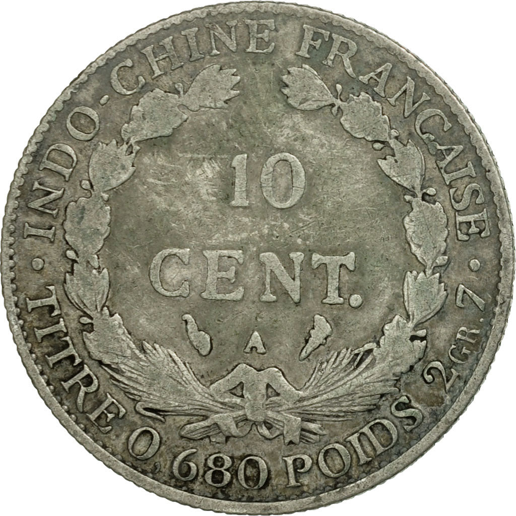 Munten, FRANS INDO-CHINA, 10 Cents, 1922, Paris, ZG+, Zilver, KM:16.1