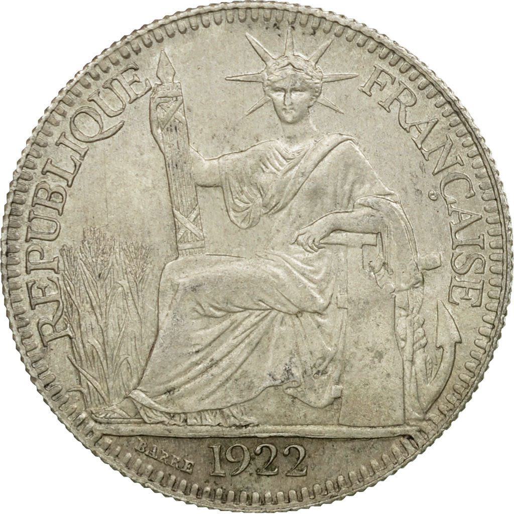 Moneta, FRANCUSKIE INDOCHINY, 10 Cents, 1922, Paris, AU(55-58), Srebro, KM:16.1