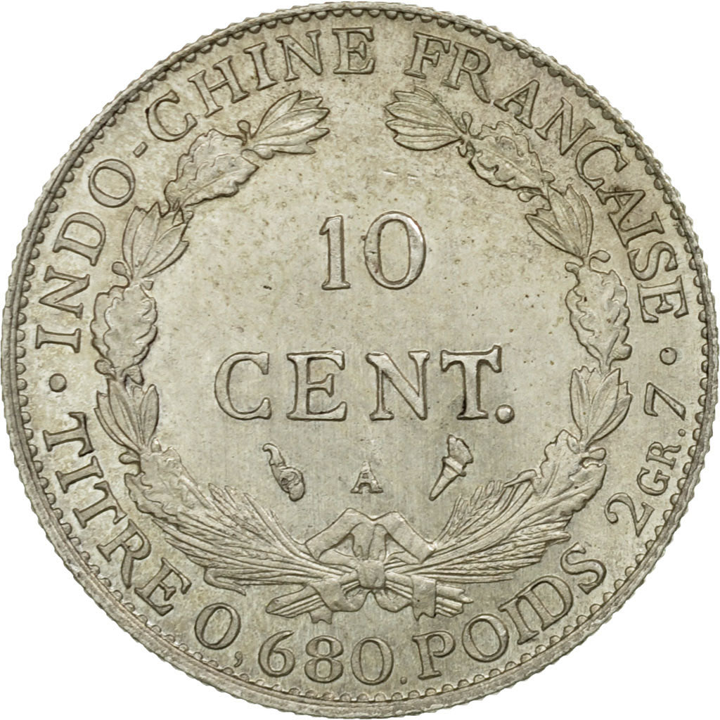 Moneta, FRANCUSKIE INDOCHINY, 10 Cents, 1922, Paris, AU(55-58), Srebro, KM:16.1