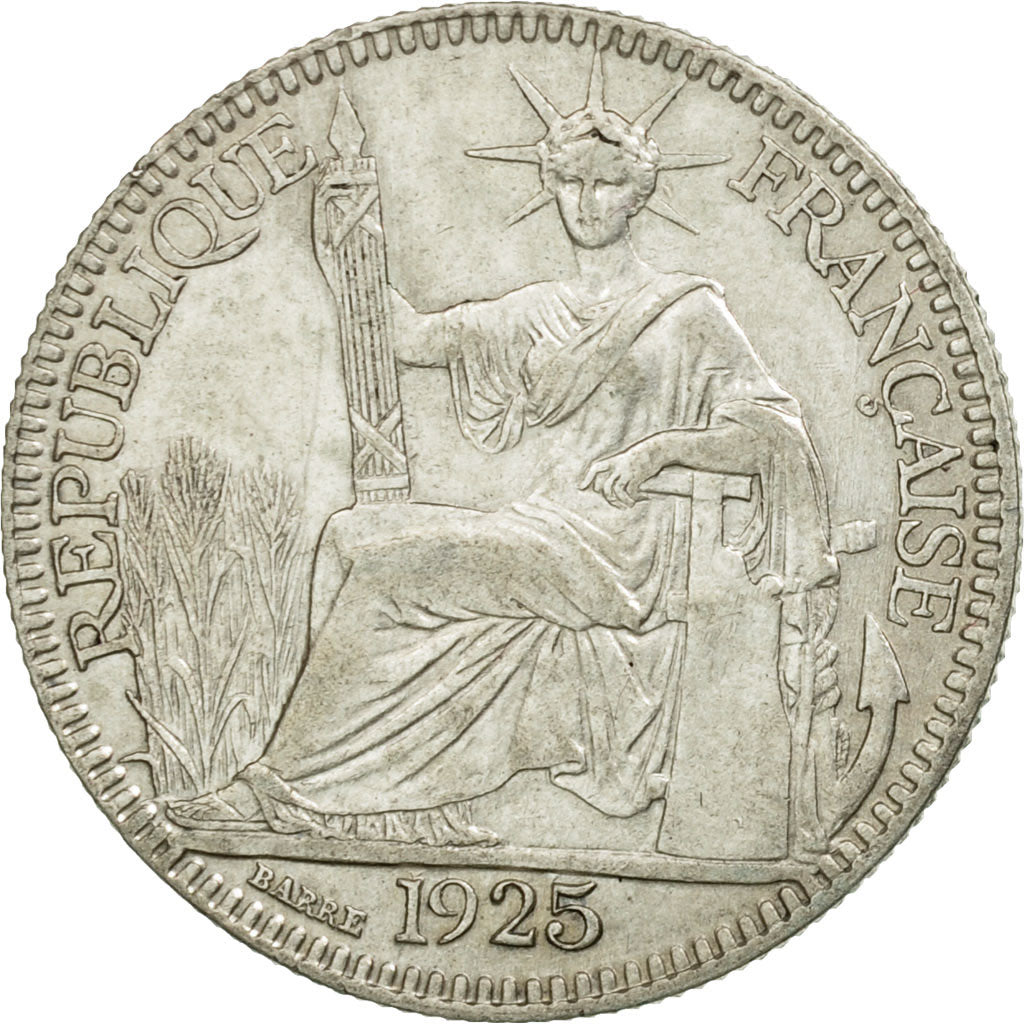 Moneda, INDOCHINA FRANCESA, 10 Cents, 1925, Paris, MBC+, Plata, KM:16.1