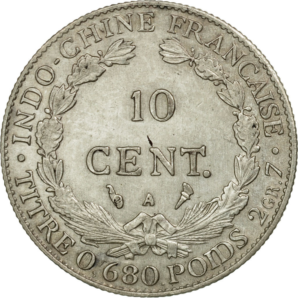 Moneda, INDOCHINA FRANCESA, 10 Cents, 1925, Paris, MBC+, Plata, KM:16.1