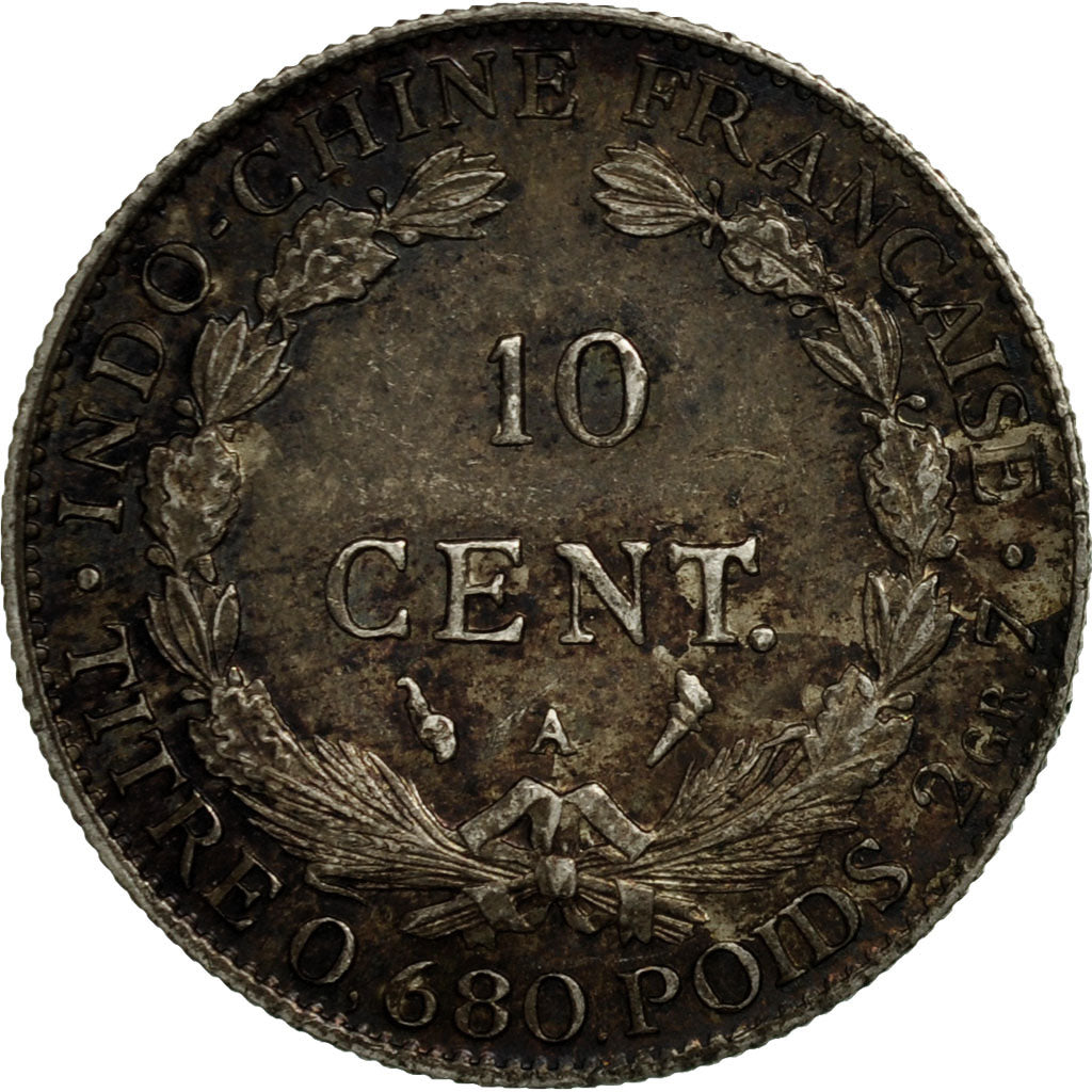 Moneta, INDOCINA FRANCESE, 10 Cents, 1929, Paris, BB+, Argento, KM:16.1
