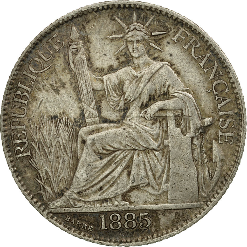 Coin, FRENCH INDO-CHINA, 20 Cents, 1885, Paris, EF(40-45), Silver, KM:3