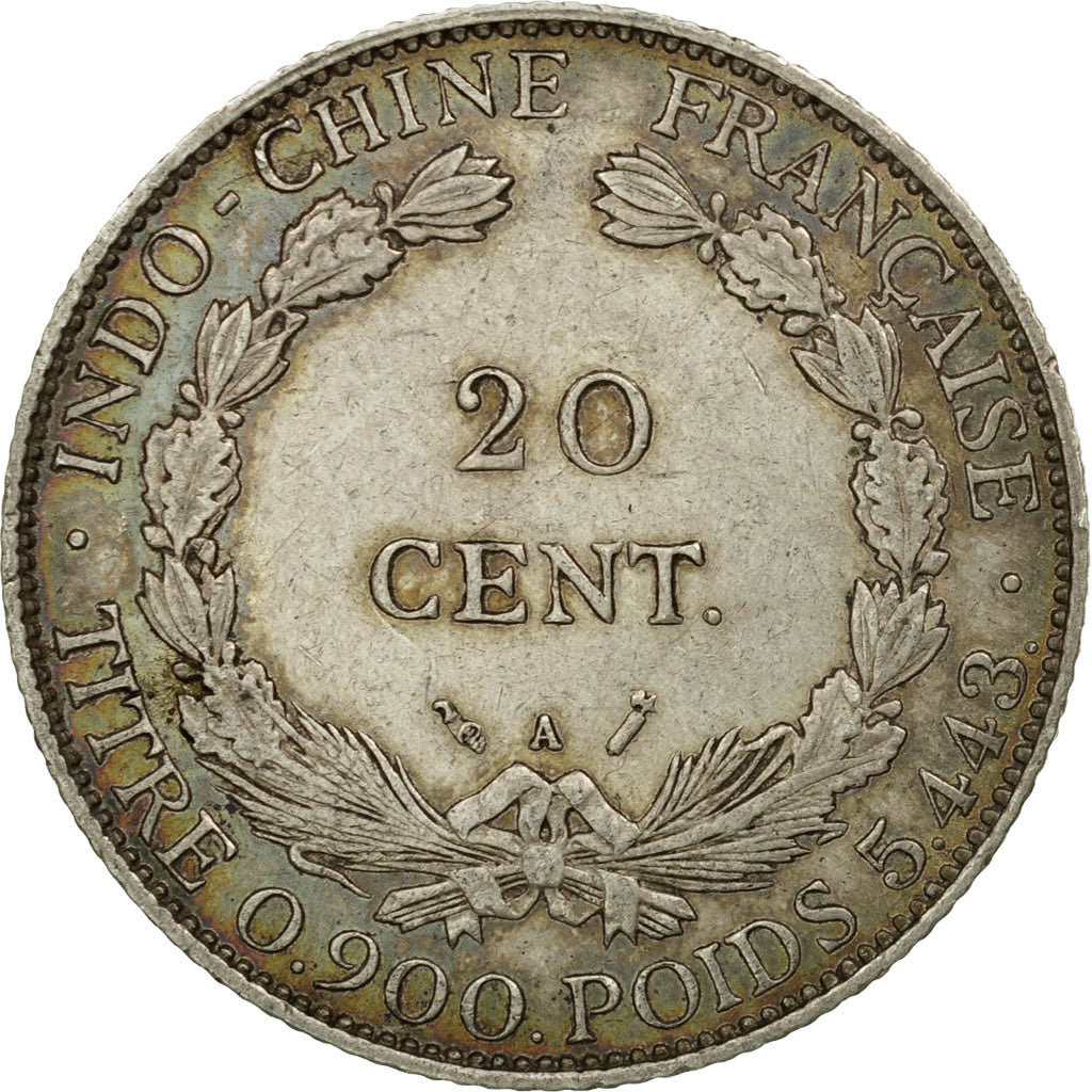 Coin, FRENCH INDO-CHINA, 20 Cents, 1885, Paris, EF(40-45), Silver, KM:3
