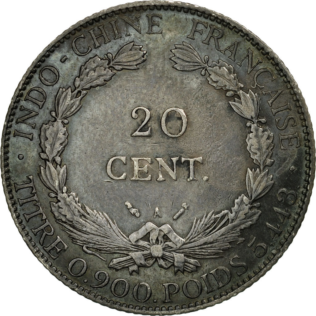 Coin, FRENCH INDO-CHINA, 20 Cents, 1887, Paris, EF(40-45), Silver, KM:3