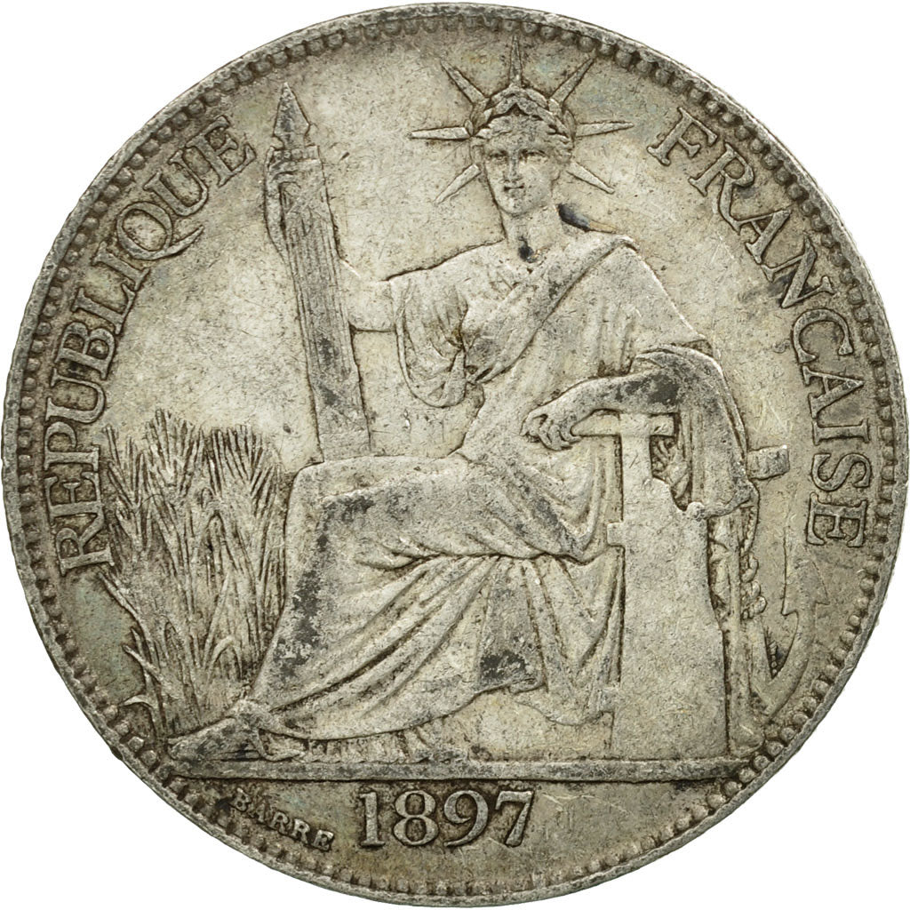 Coin, FRENCH INDO-CHINA, 20 Cents, 1897, Paris, EF(40-45), Silver, KM:3a