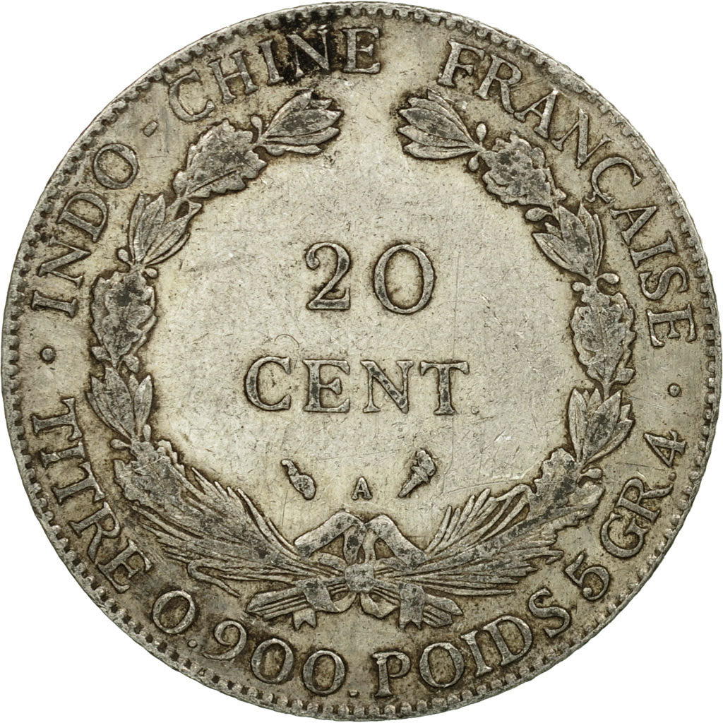 Coin, FRENCH INDO-CHINA, 20 Cents, 1897, Paris, EF(40-45), Silver, KM:3a