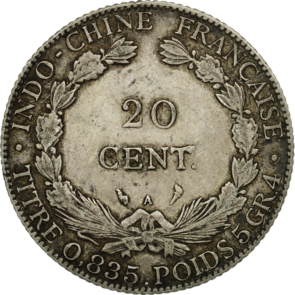 Coin, FRENCH INDO-CHINA, 20 Cents, 1900, Paris, EF(40-45), Silver, KM:10