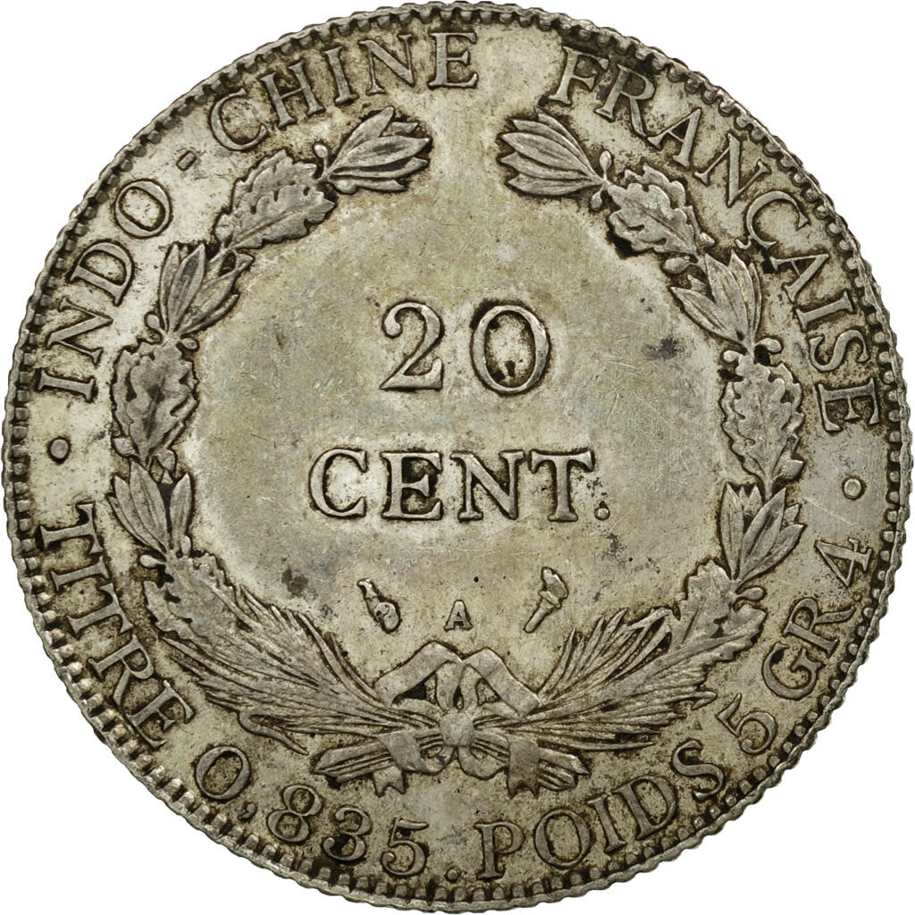 Monnaie, FRENCH INDO-CHINA, 20 Cents, 1902, Paris, TTB, Argent, KM:10