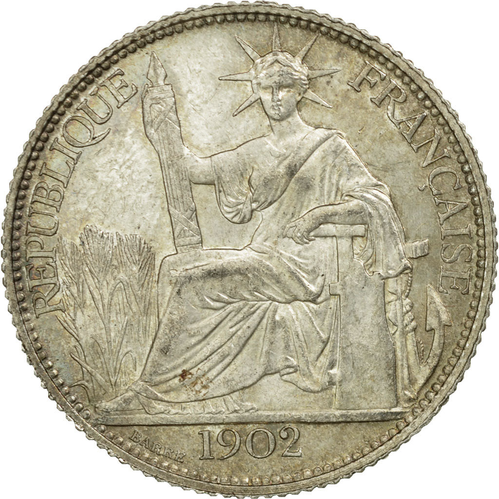 Coin, FRENCH INDO-CHINA, 20 Cents, 1902, Paris, AU(50-53), Silver, KM:10