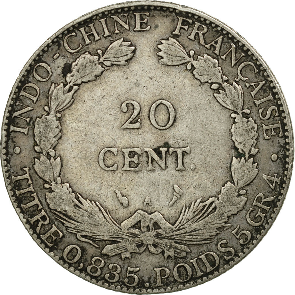 Monnaie, FRENCH INDO-CHINA, 20 Cents, 1909, Paris, TTB, Argent, KM:10