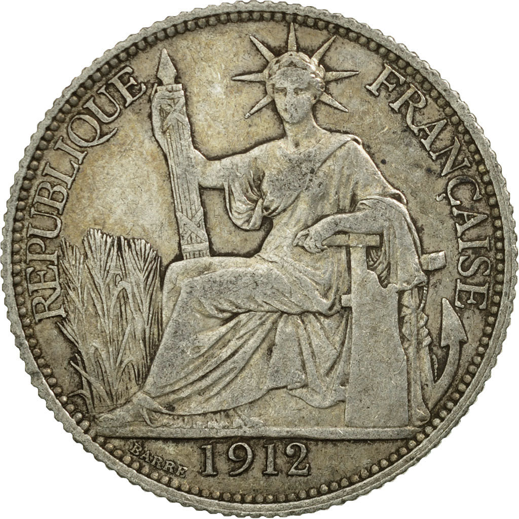 Coin, FRENCH INDO-CHINA, 20 Cents, 1912, Paris, VF(30-35), Silver, KM:10