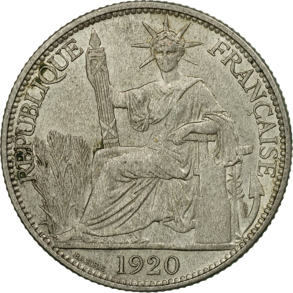Coin, FRENCH INDO-CHINA, 20 Cents, 1920, San Francisco, EF(40-45), Silver