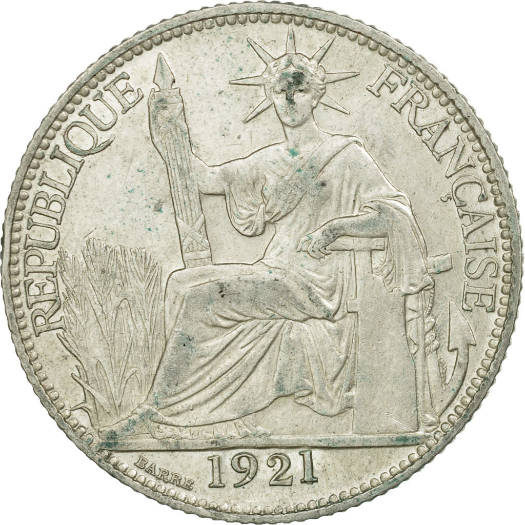 Coin, FRENCH INDO-CHINA, 20 Cents, 1921, Paris, EF(40-45), Silver, KM:17.1