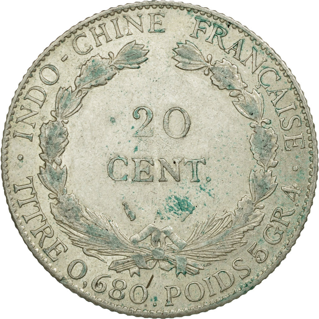 Coin, FRENCH INDO-CHINA, 20 Cents, 1921, Paris, EF(40-45), Silver, KM:17.1