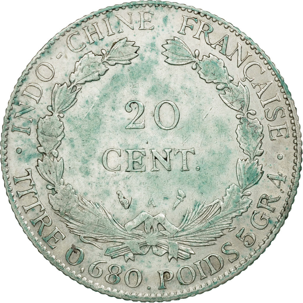 Coin, FRENCH INDO-CHINA, 20 Cents, 1922, Paris, EF(40-45), Silver, KM:17.1