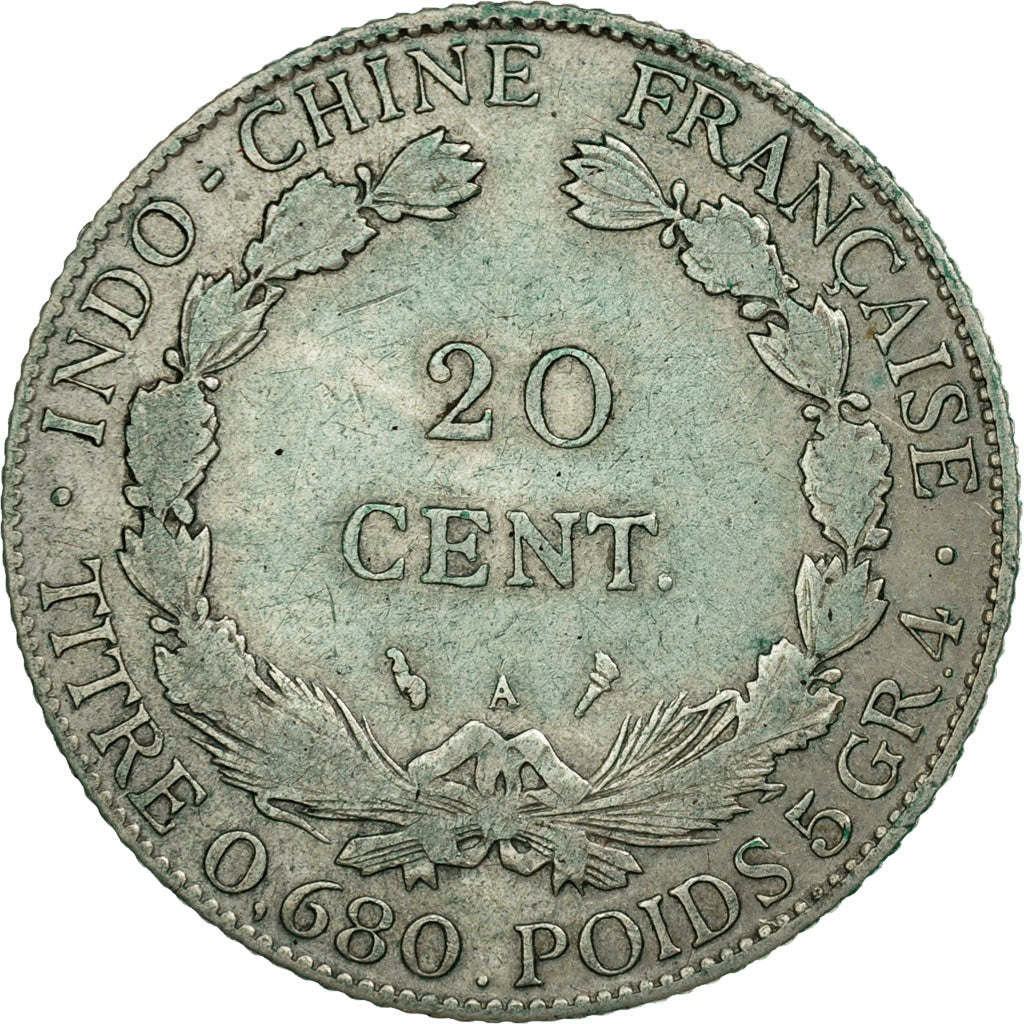 Coin, FRENCH INDO-CHINA, 20 Cents, 1923, Paris, EF(40-45), Silver, KM:17.1