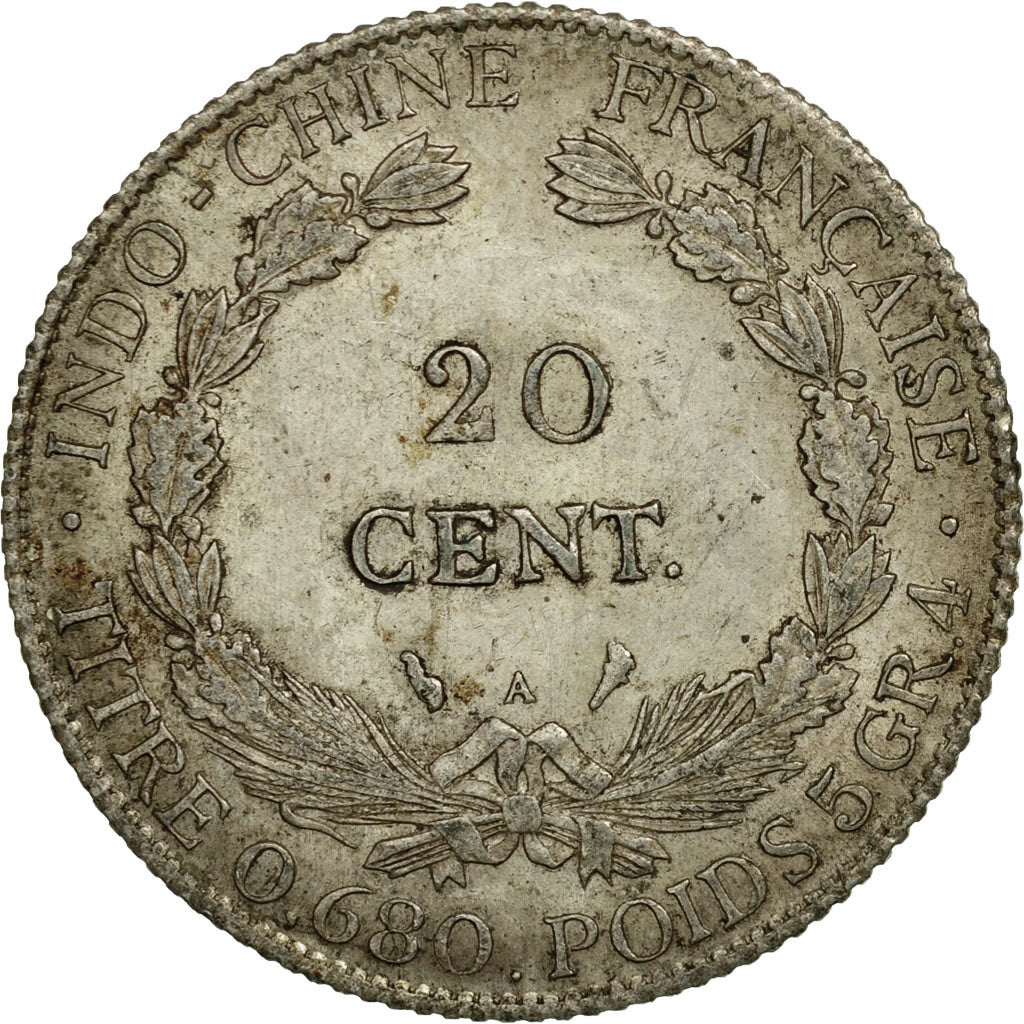 Coin, FRENCH INDO-CHINA, 20 Cents, 1923, Paris, EF(40-45), Silver, KM:17.1