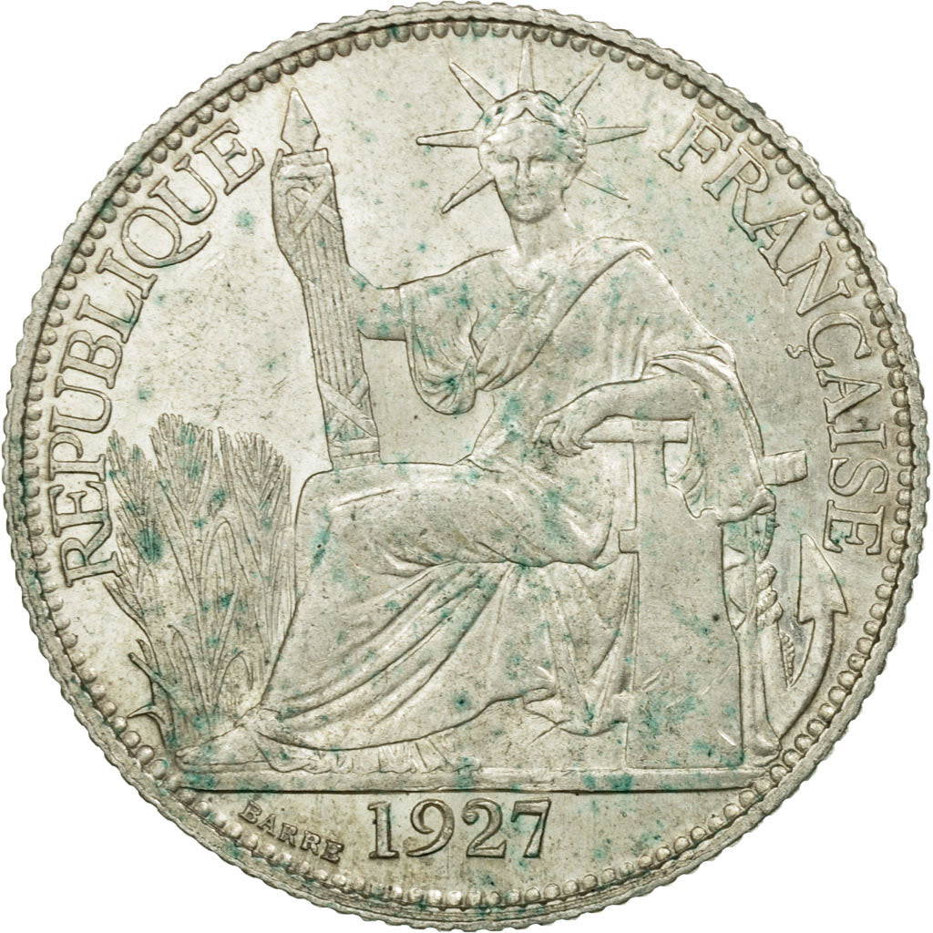 Coin, FRENCH INDO-CHINA, 20 Cents, 1927, Paris, AU(50-53), Silver, KM:17.1
