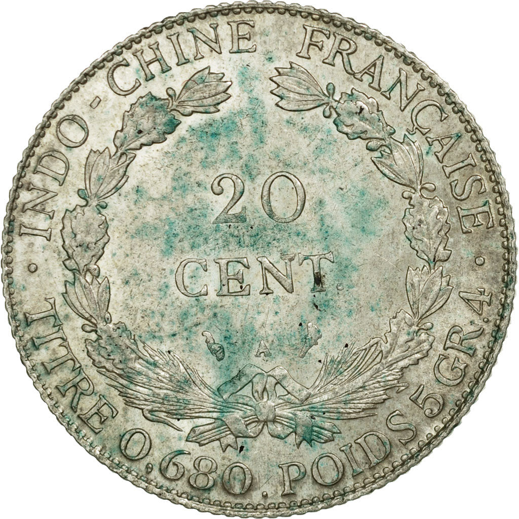 Coin, FRENCH INDO-CHINA, 20 Cents, 1927, Paris, AU(50-53), Silver, KM:17.1