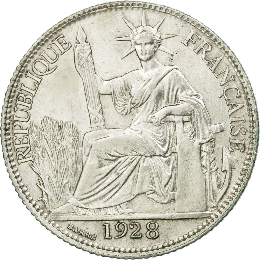 Coin, FRENCH INDO-CHINA, 20 Cents, 1928, Paris, AU(50-53), Silver, KM:17.1