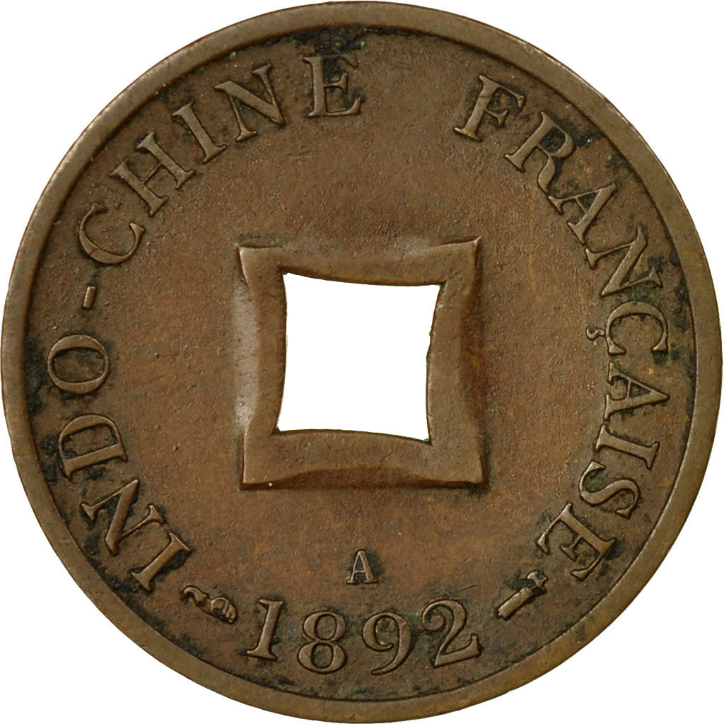 Monnaie, FRENCH INDO-CHINA, 2 Sapeque, 1892, Paris, TTB, Bronze, KM:6