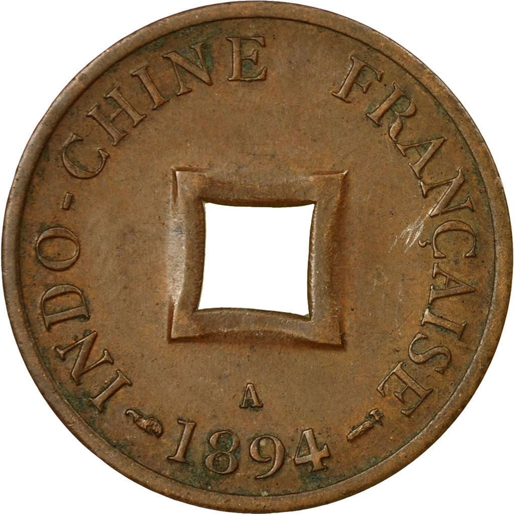Coin, FRENCH INDO-CHINA, 2 Sapeque, 1894, Paris, EF(40-45), Bronze, KM:6