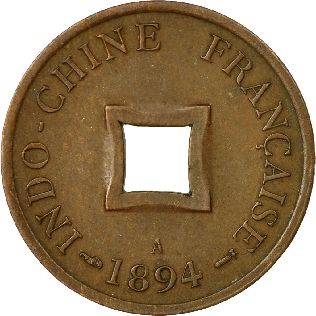 Münze, FRENCH INDO-CHINA, 2 Sapeque, 1894, Paris, SS, Bronze, KM:6, Lecompte:10