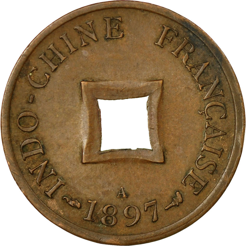 Coin, FRENCH INDO-CHINA, 2 Sapeque, 1897, Paris, EF(40-45), Bronze, KM:6