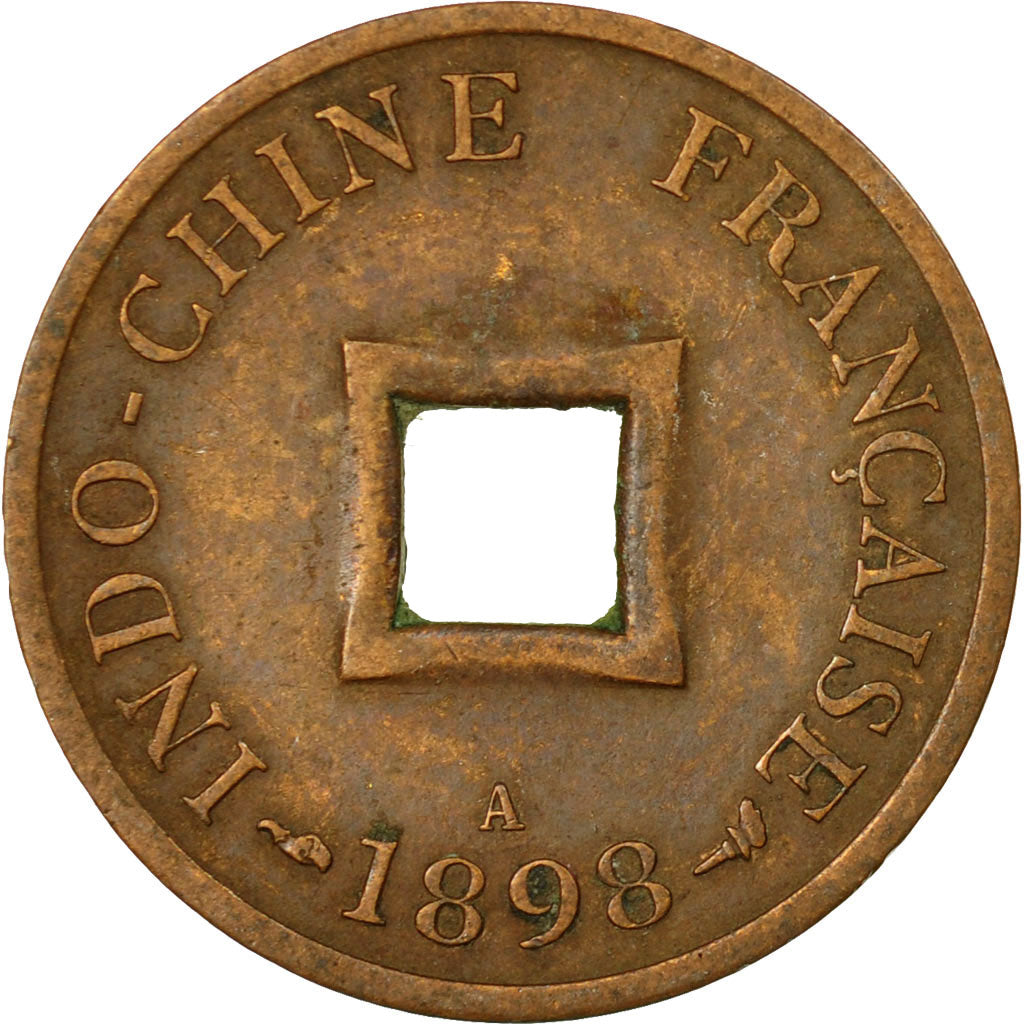 Münze, FRENCH INDO-CHINA, 2 Sapeque, 1898, Paris, SS, Bronze, KM:6, Lecompte:14