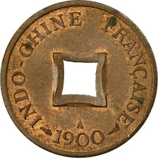 Coin, FRENCH INDO-CHINA, 2 Sapeque, 1900, Paris, AU(55-58), Bronze, KM:6