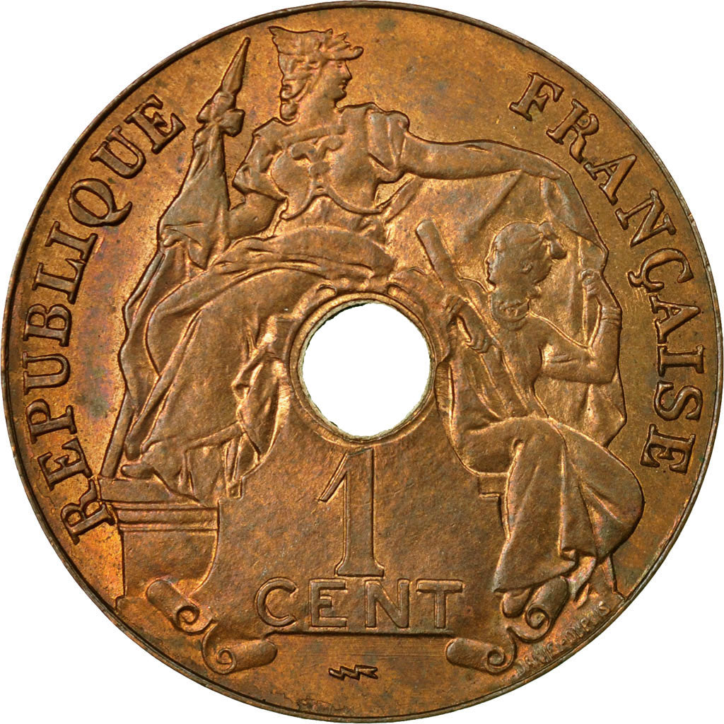 Moneta, INDOCINA FRANCESE, Cent, 1923, Poissy, SPL, Bronzo, KM:12.3, Lecompte:92
