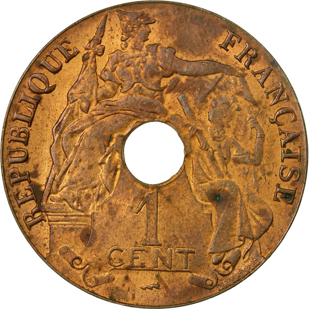Coin, FRENCH INDO-CHINA, Cent, 1923, Poissy, AU(55-58), Bronze, KM:12.3