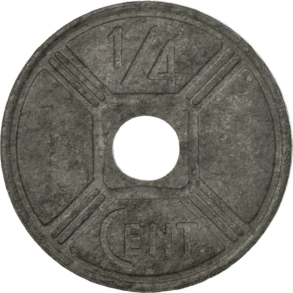 Coin, FRENCH INDO-CHINA, 1/4 Cent, 1942, Osaka, EF(40-45), Zinc, KM:25
